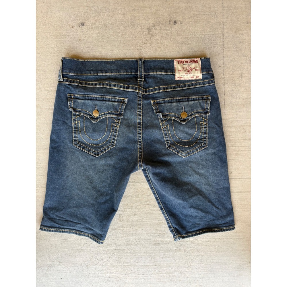 True Religion Rocco Denim Shorts Relaxed Skinny Blue Mens Size 38